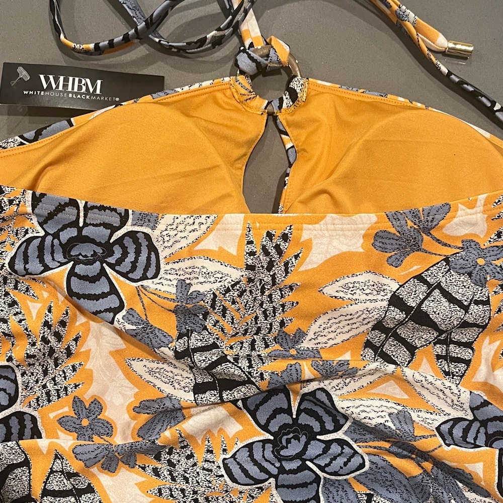 White House Black Market Swim Floral Halter Top in Yellow and Blue - Picture 9 of 10